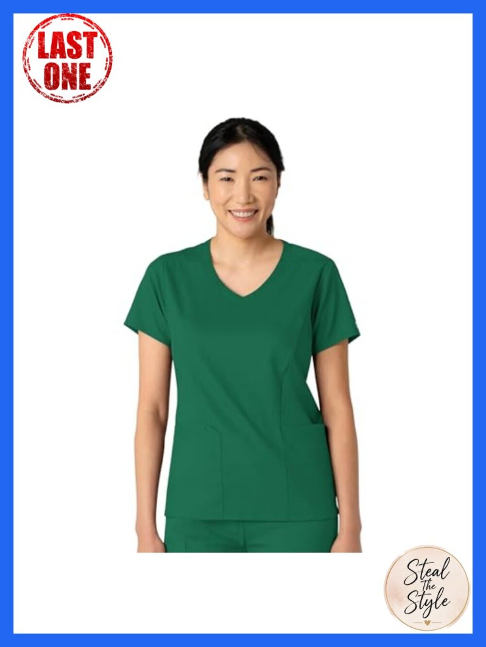 V-Neck Scrub Top with 2 Pockets Stretch Fabric for Nurses